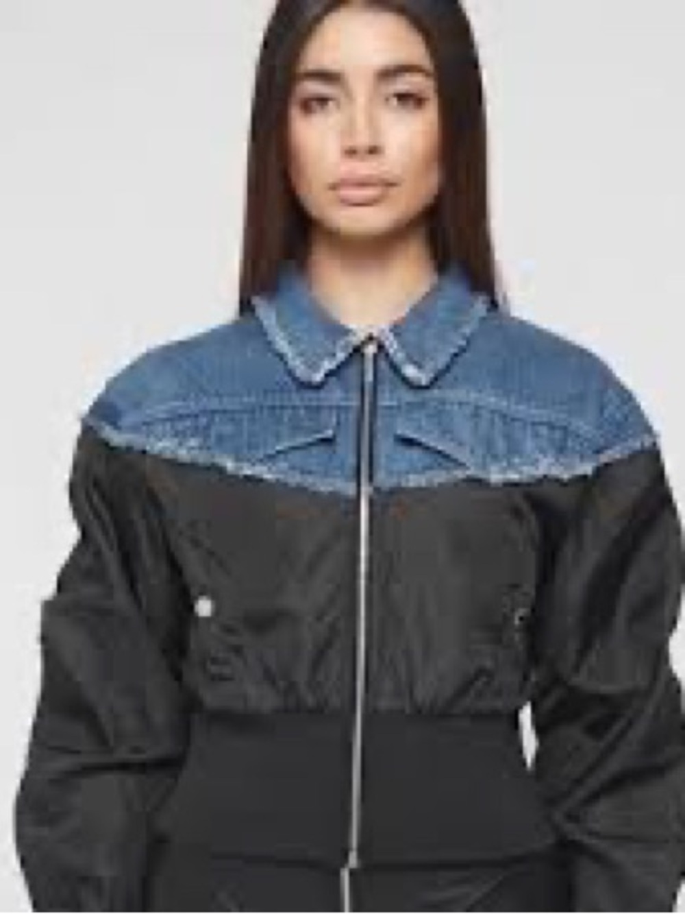Maniere De Voir Black Jacket with Blue Denim Yoke